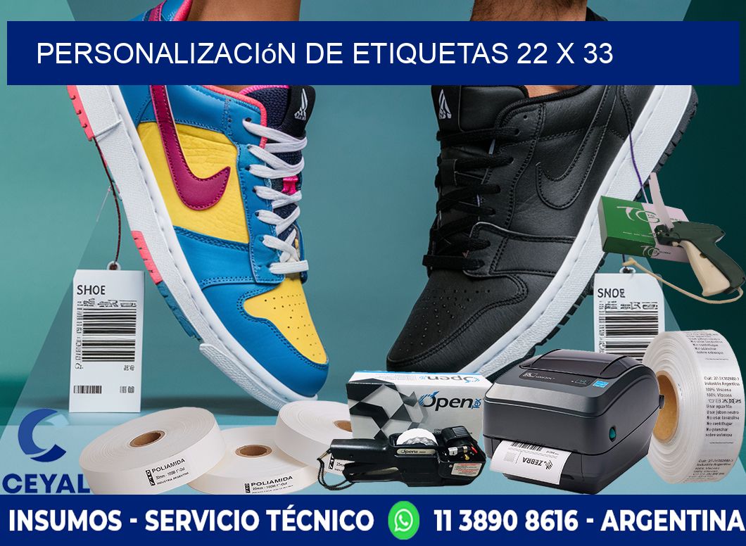 Personalización de etiquetas 22 x 33
