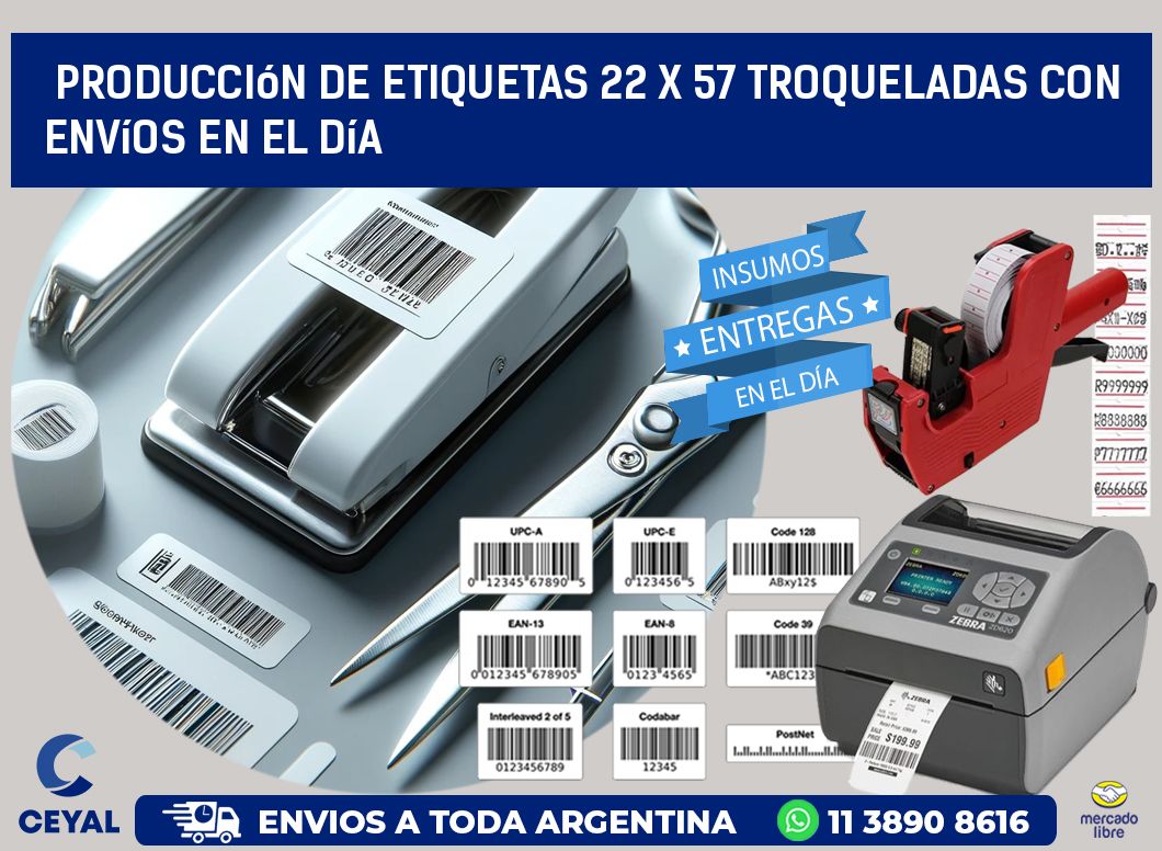 Producción de etiquetas 22 x 57 troqueladas con envíos en el día