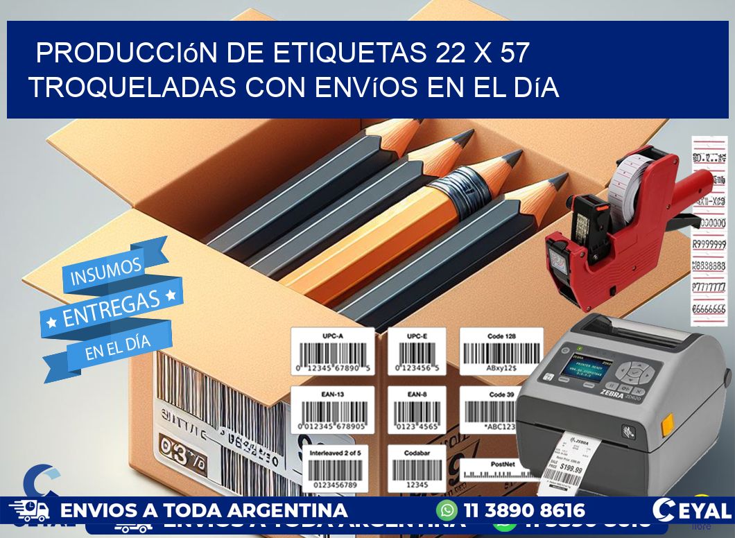 Producción de etiquetas 22 x 57 troqueladas con envíos en el día