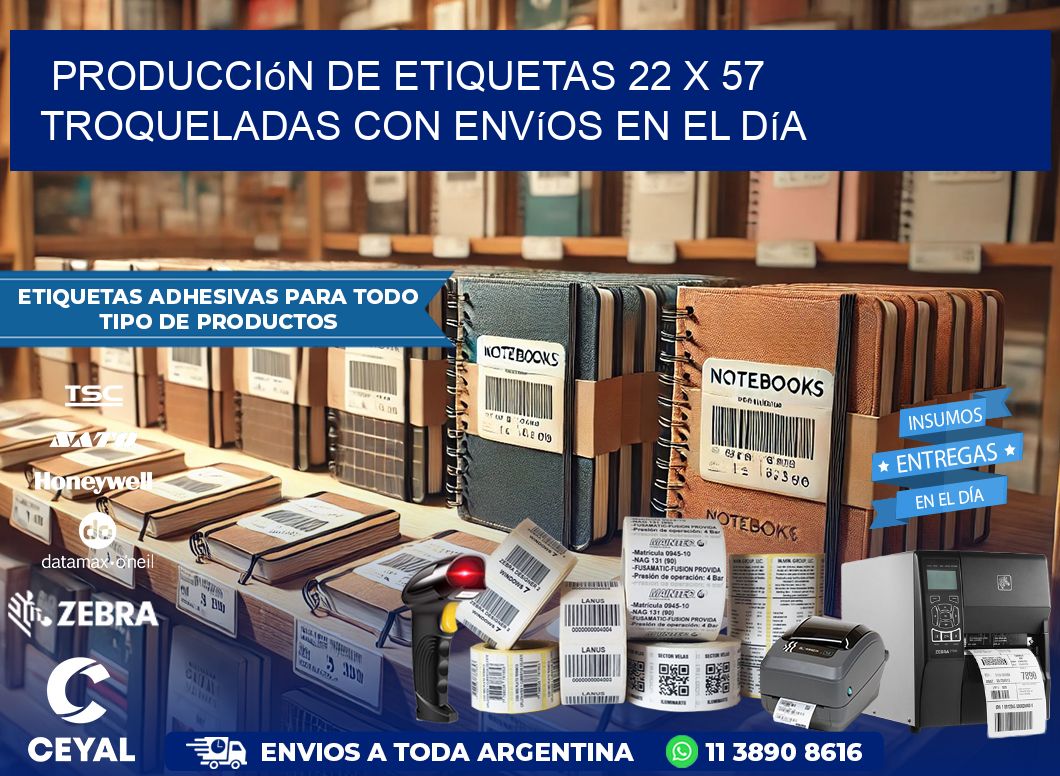 Producción de etiquetas 22 x 57 troqueladas con envíos en el día