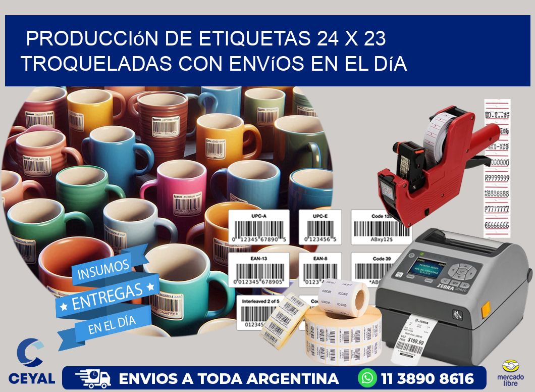 Producción de etiquetas 24 x 23 troqueladas con envíos en el día
