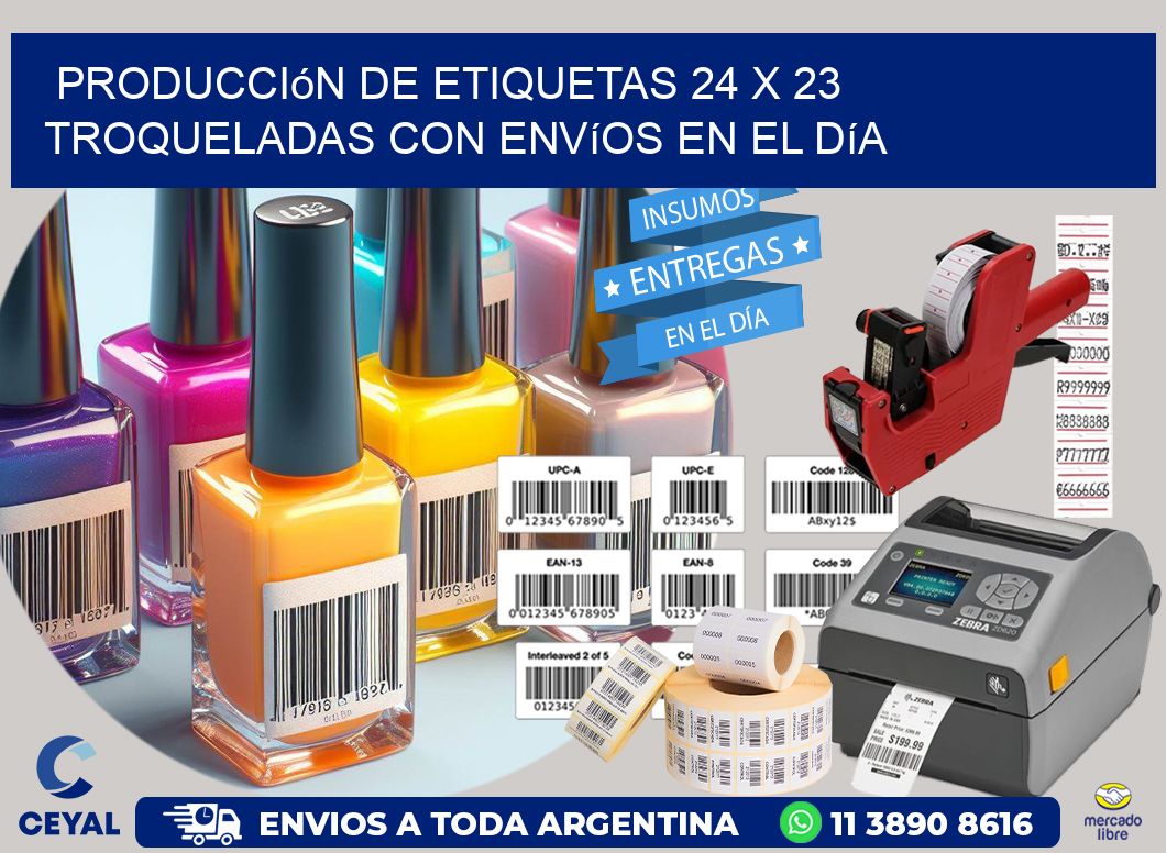 Producción de etiquetas 24 x 23 troqueladas con envíos en el día