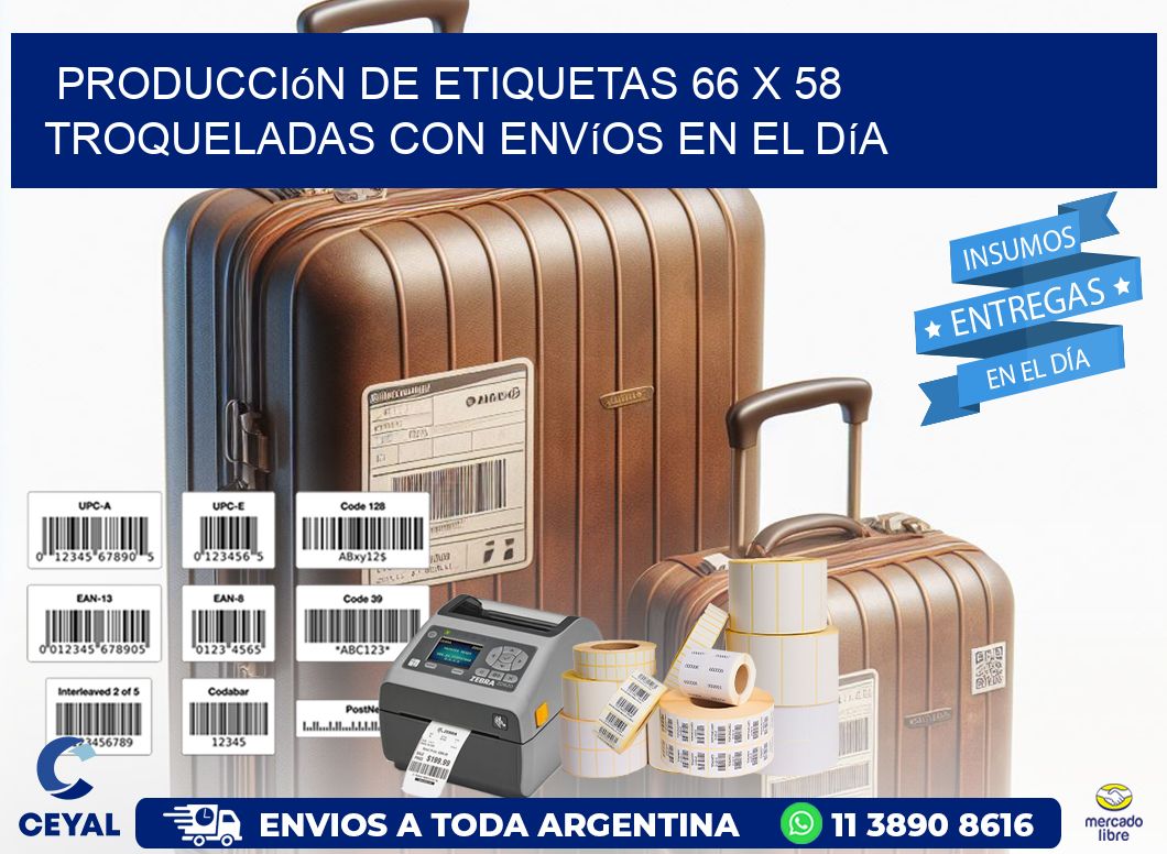 Producción de etiquetas 66 x 58 troqueladas con envíos en el día