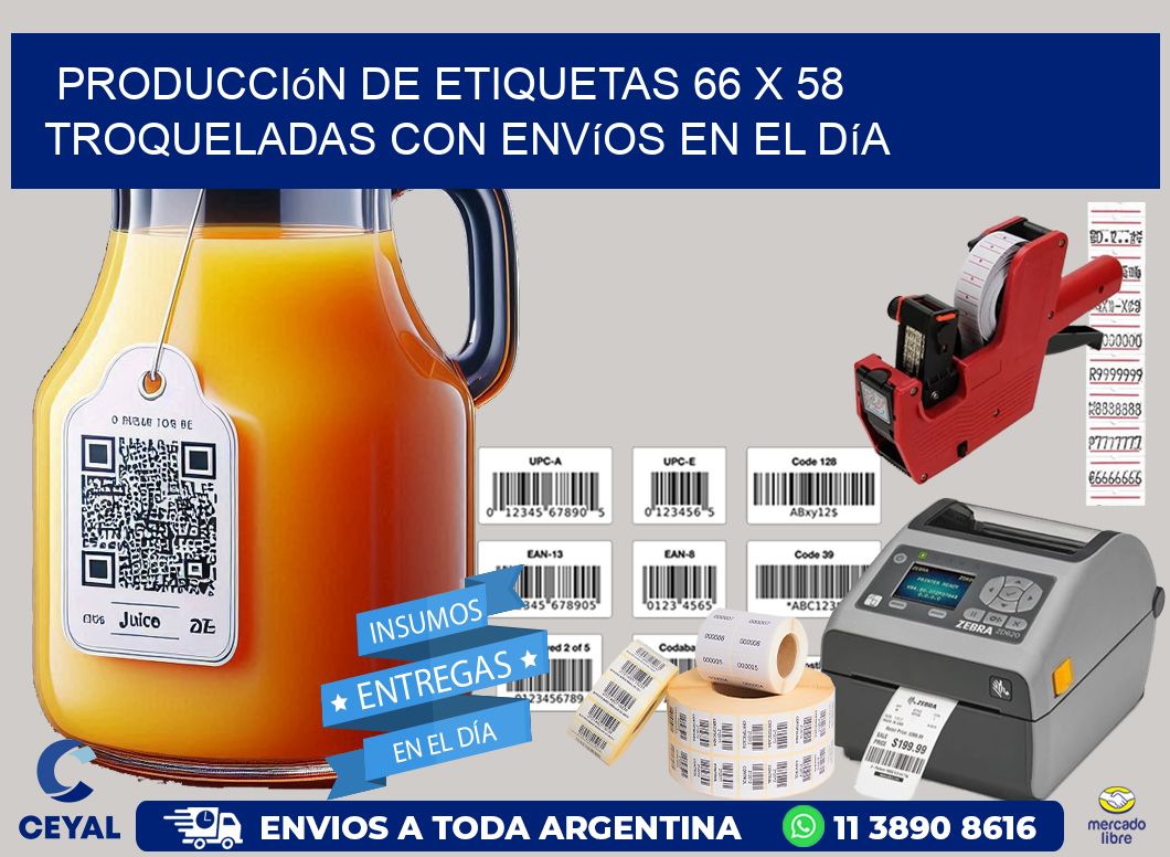 Producción de etiquetas 66 x 58 troqueladas con envíos en el día