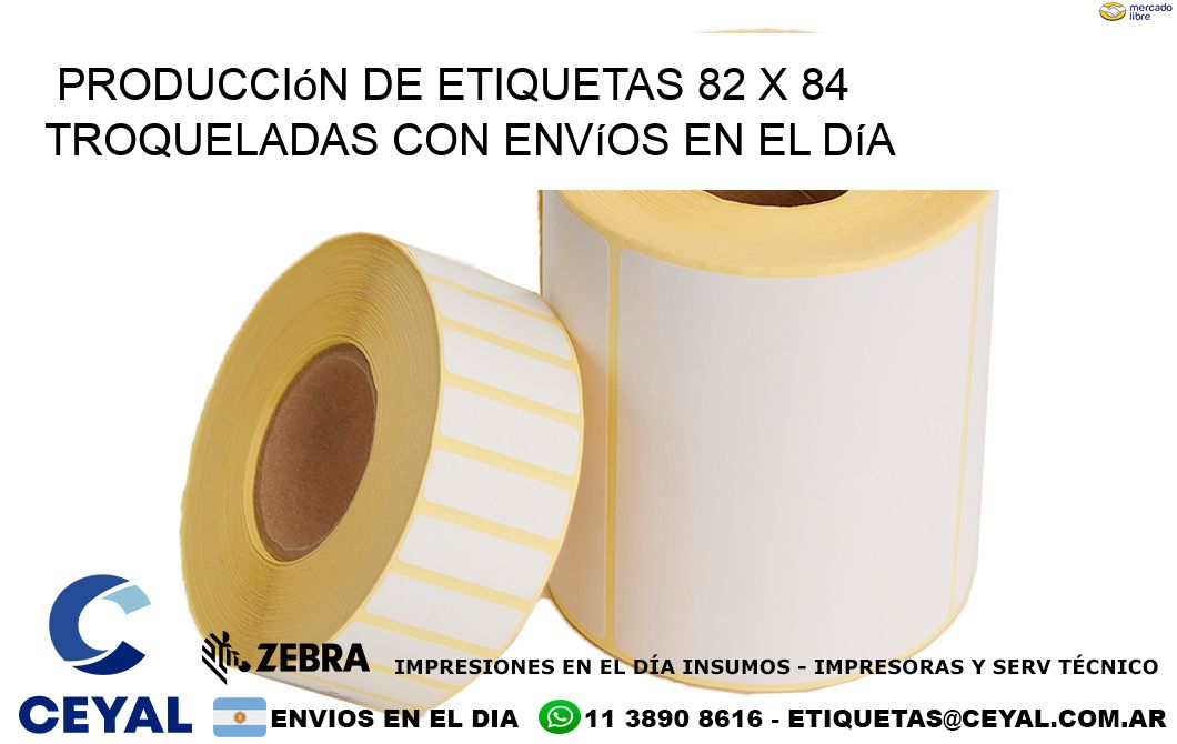 Producción de etiquetas 82 x 84 troqueladas con envíos en el día