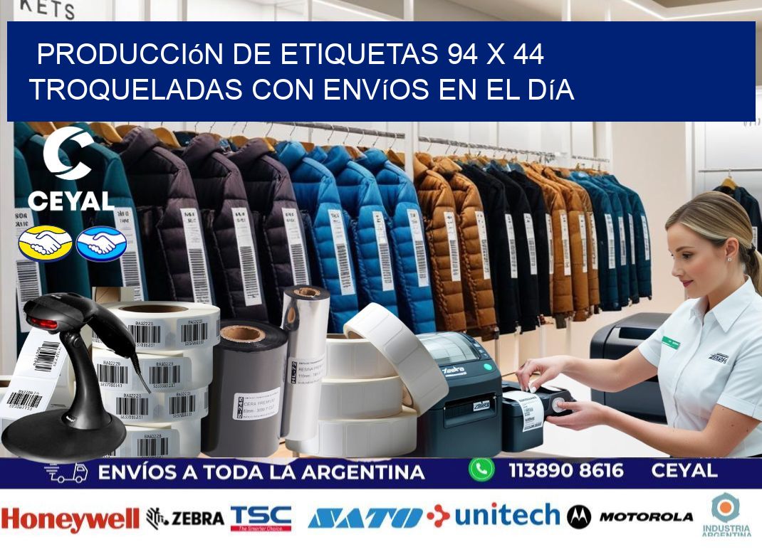 Producción de etiquetas 94 x 44 troqueladas con envíos en el día