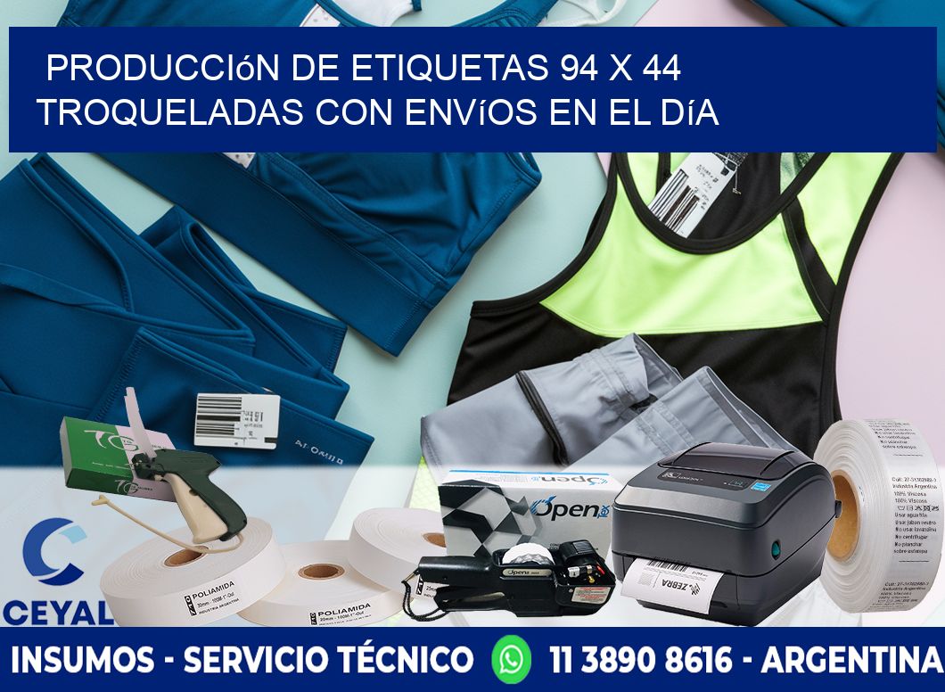 Producción de etiquetas 94 x 44 troqueladas con envíos en el día
