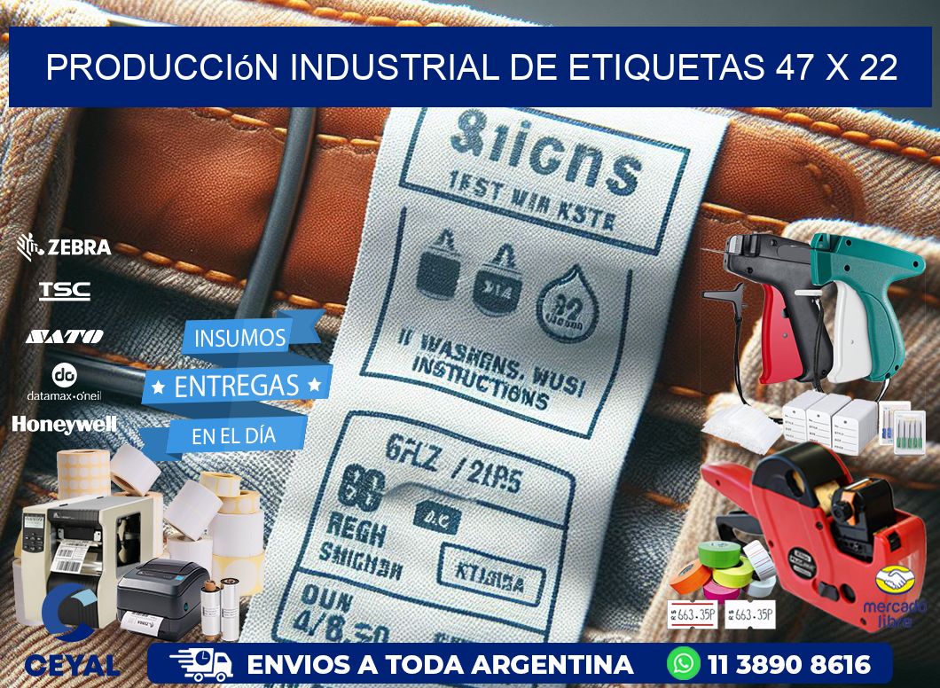 Producción industrial de etiquetas 47 x 22
