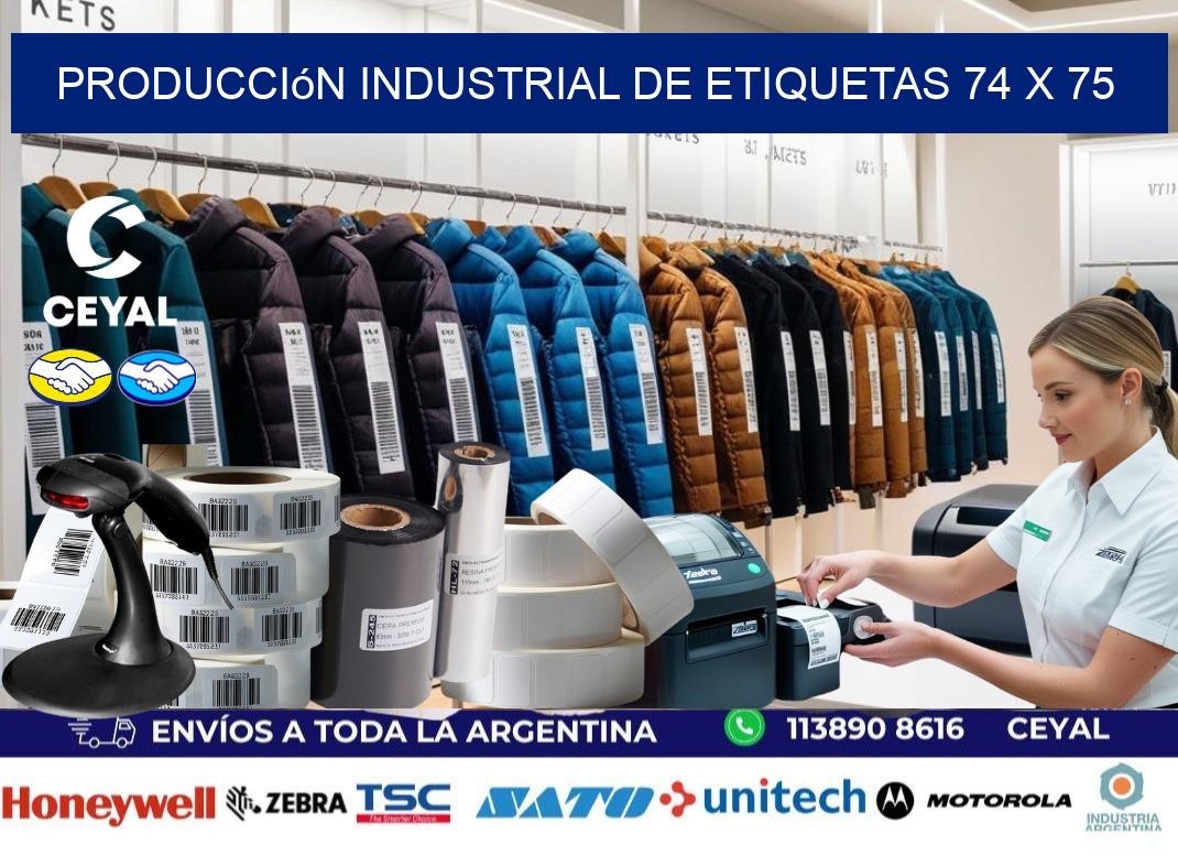 Producción industrial de etiquetas 74 x 75