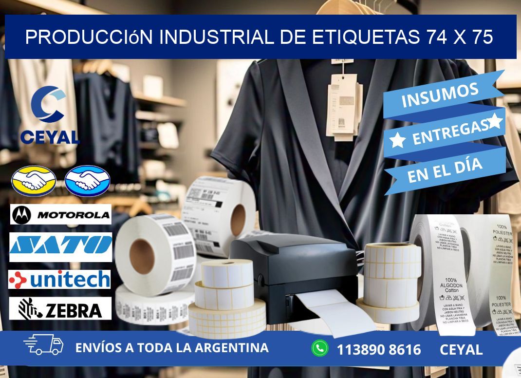 Producción industrial de etiquetas 74 x 75