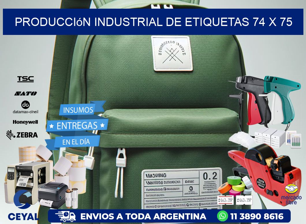 Producción industrial de etiquetas 74 x 75