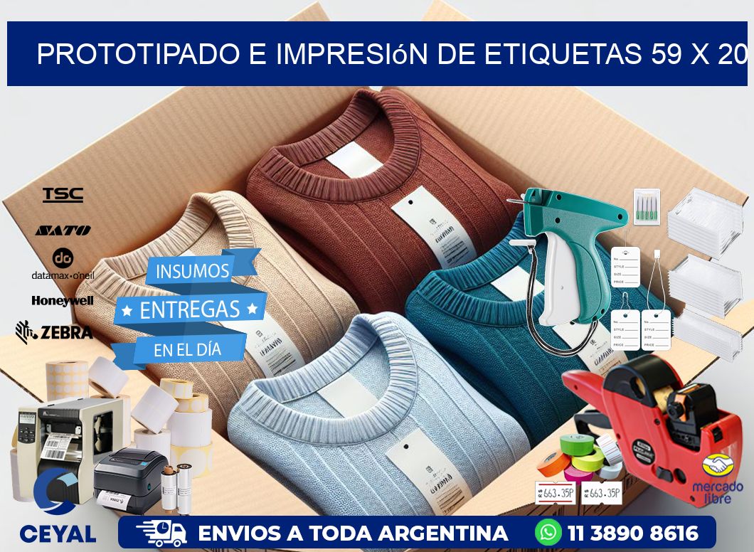 Prototipado e impresión de etiquetas 59 x 20