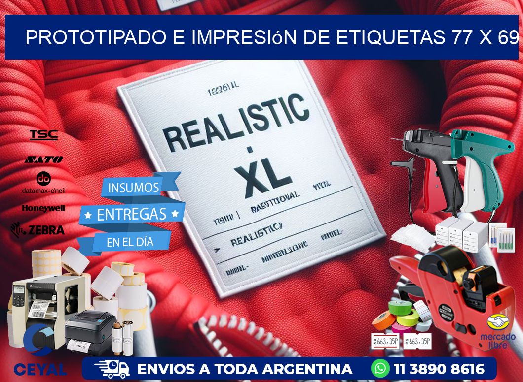 Prototipado e impresión de etiquetas 77 x 69