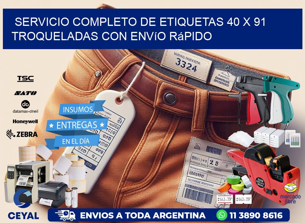 Servicio completo de etiquetas 40 x 91 troqueladas con envío rápido