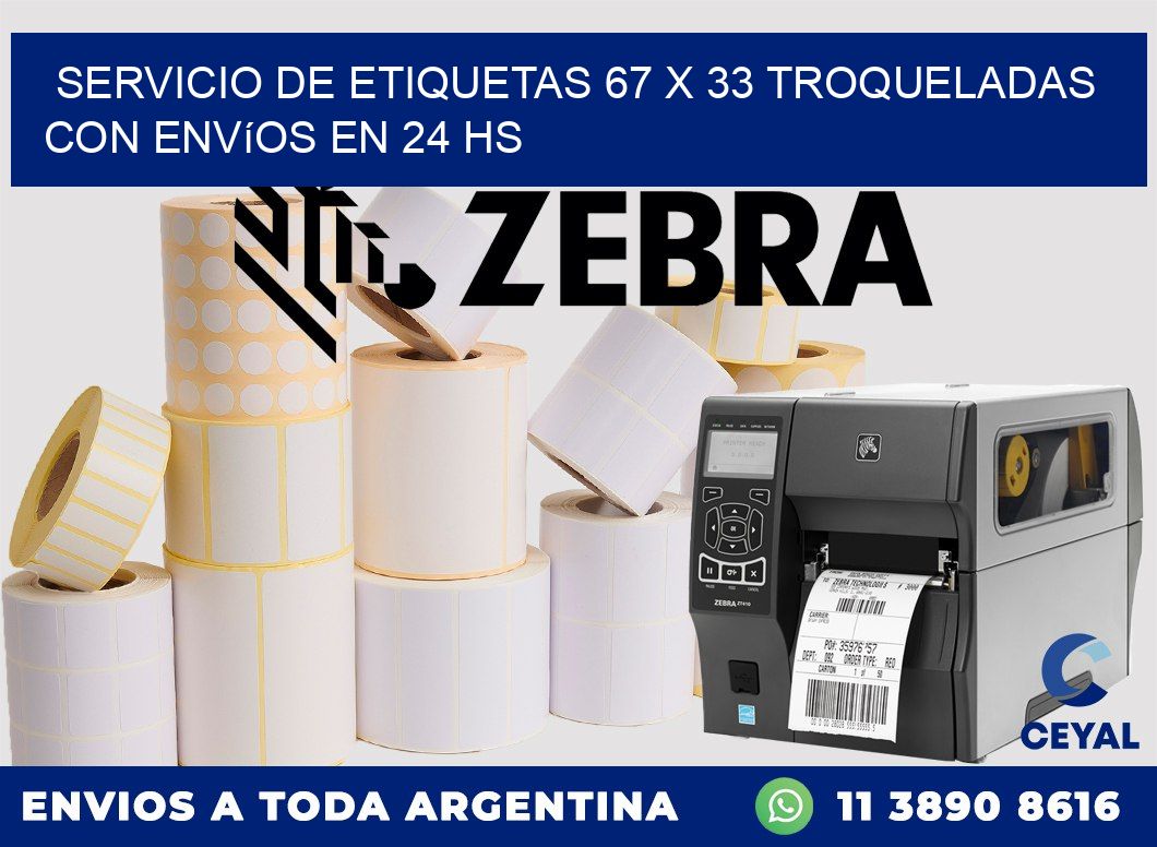 Servicio de etiquetas 67 x 33 troqueladas con envíos en 24 hs