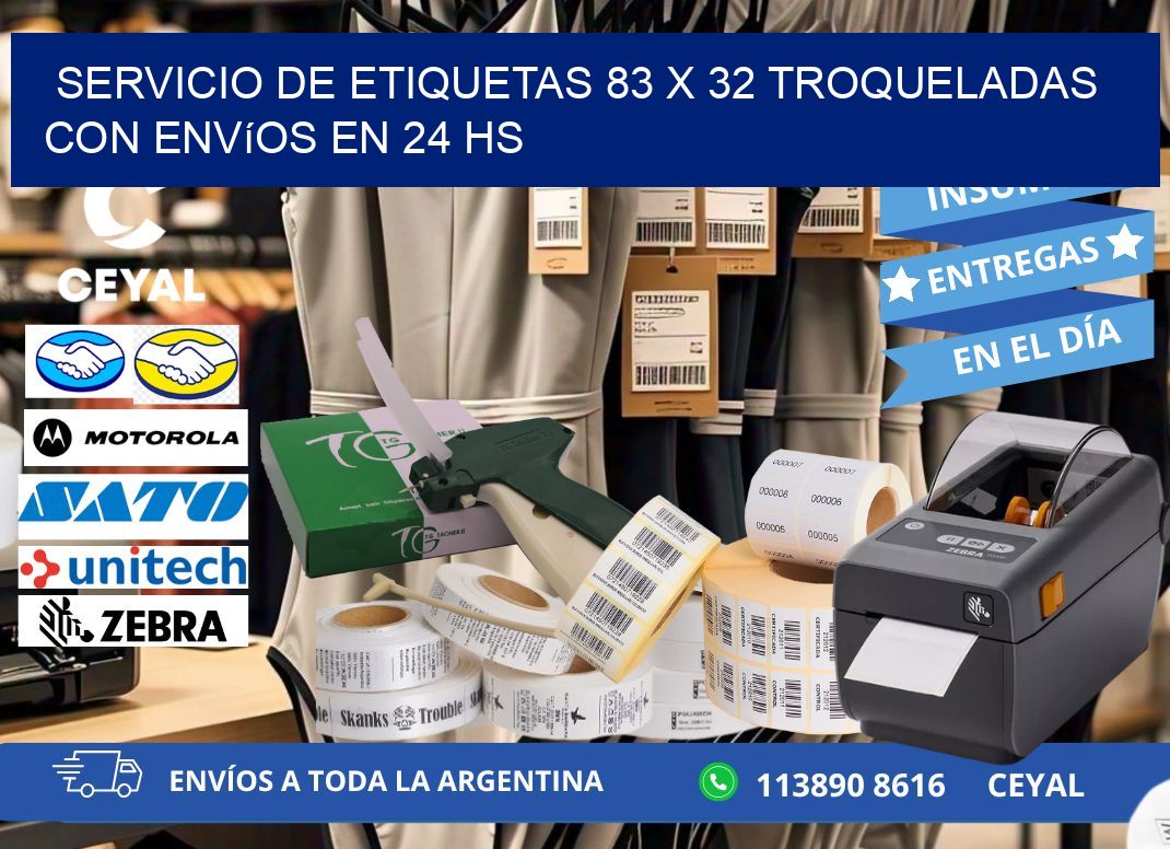 Servicio de etiquetas 83 x 32 troqueladas con envíos en 24 hs