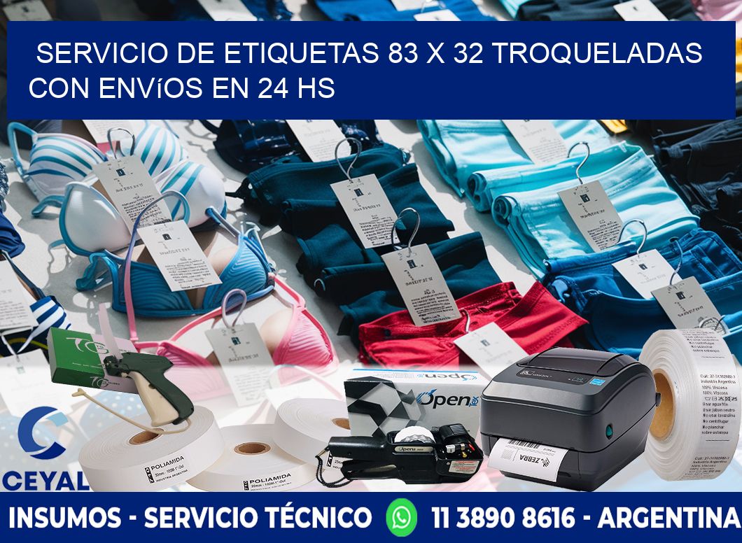 Servicio de etiquetas 83 x 32 troqueladas con envíos en 24 hs