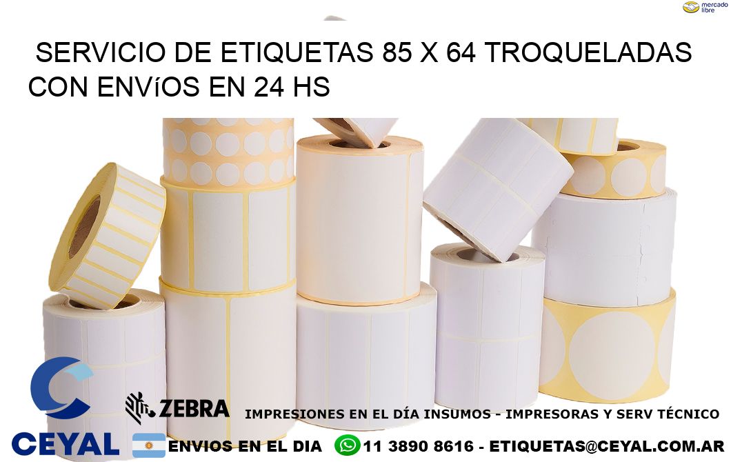 Servicio de etiquetas 85 x 64 troqueladas con envíos en 24 hs
