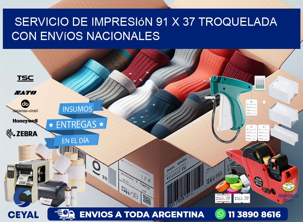 Servicio de impresión 91 x 37 troquelada con envíos nacionales