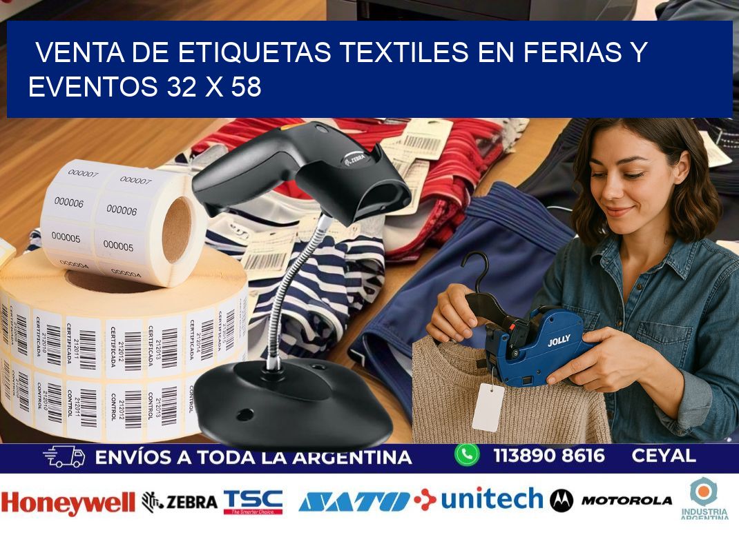 Venta de Etiquetas Textiles en Ferias y Eventos 32 x 58