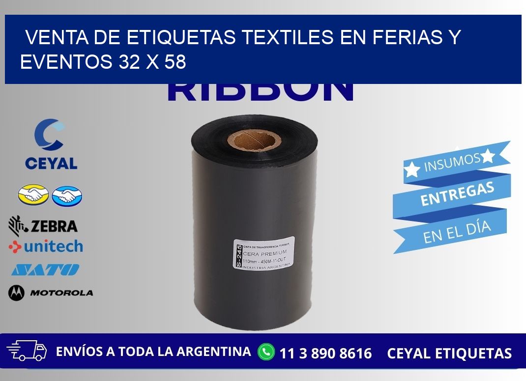 Venta de Etiquetas Textiles en Ferias y Eventos 32 x 58