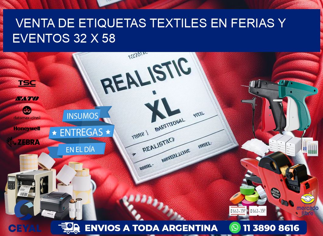 Venta de Etiquetas Textiles en Ferias y Eventos 32 x 58