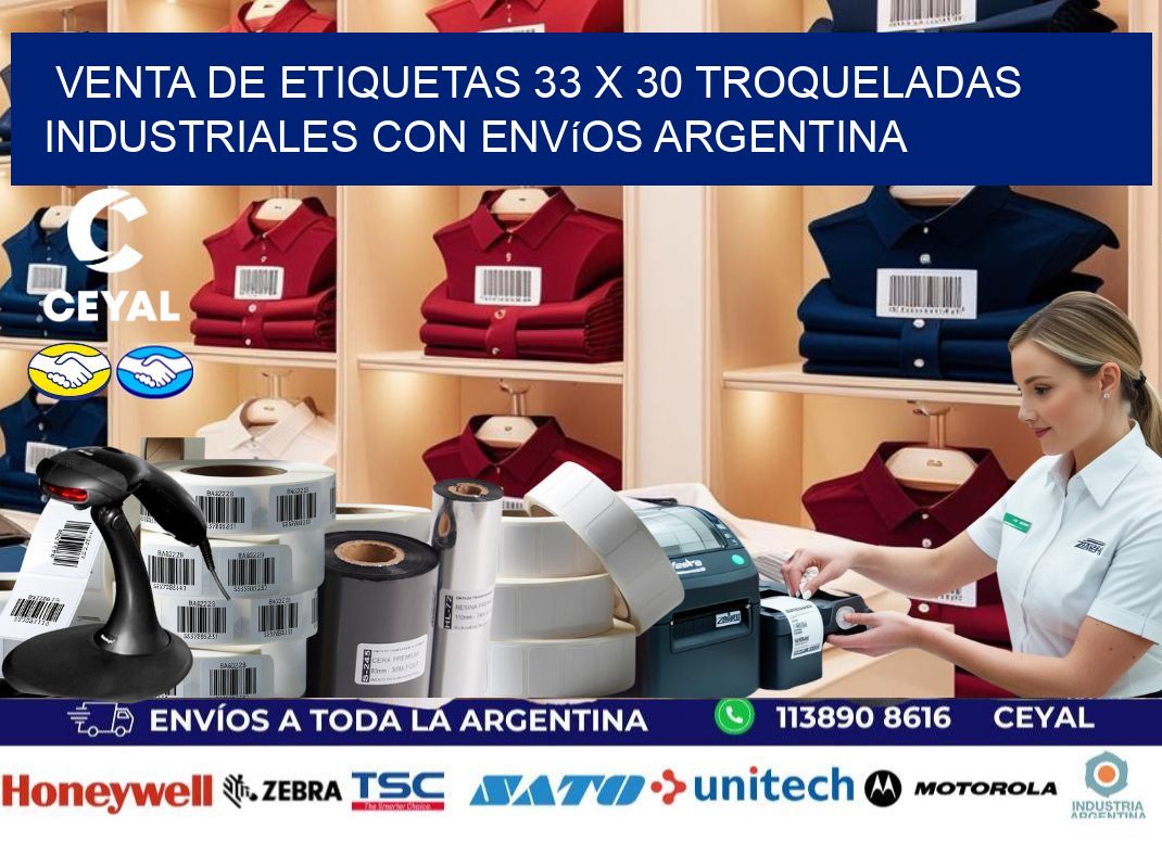 Venta de etiquetas 33 x 30 troqueladas industriales con envíos Argentina