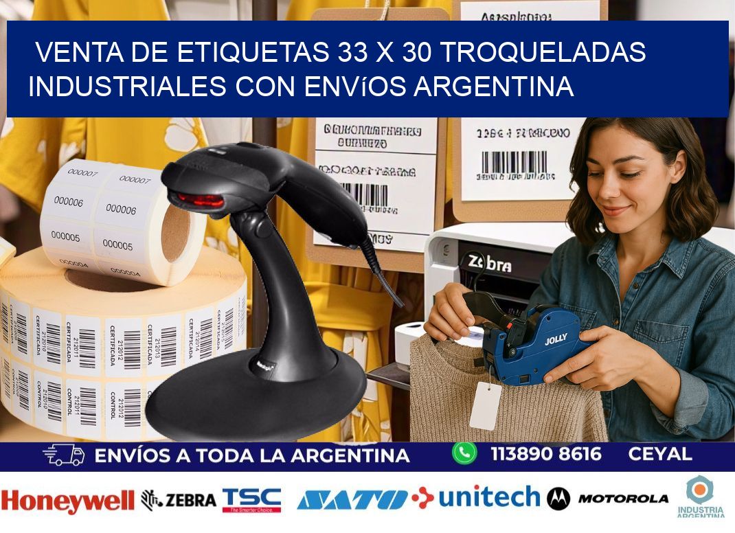 Venta de etiquetas 33 x 30 troqueladas industriales con envíos Argentina