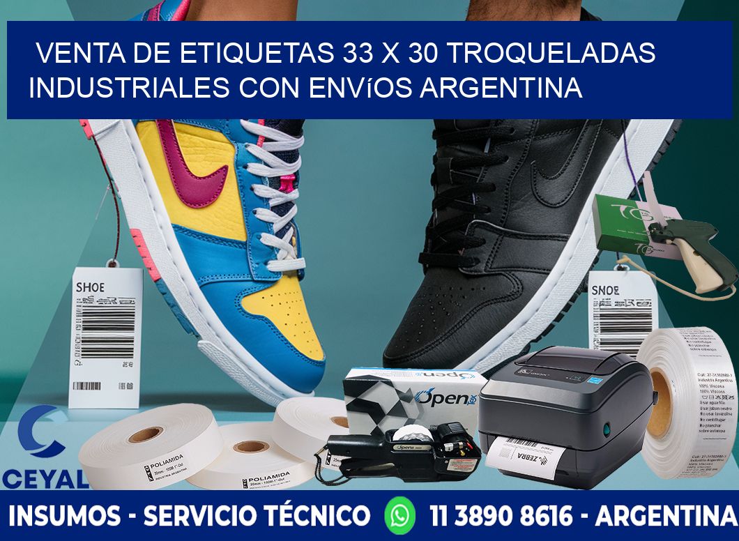 Venta de etiquetas 33 x 30 troqueladas industriales con envíos Argentina