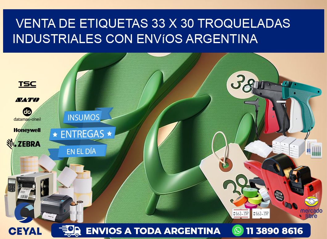 Venta de etiquetas 33 x 30 troqueladas industriales con envíos Argentina