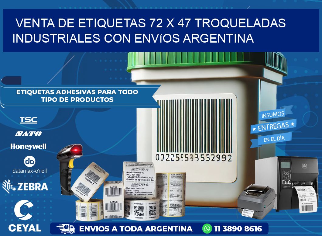 Venta de etiquetas 72 x 47 troqueladas industriales con envíos Argentina