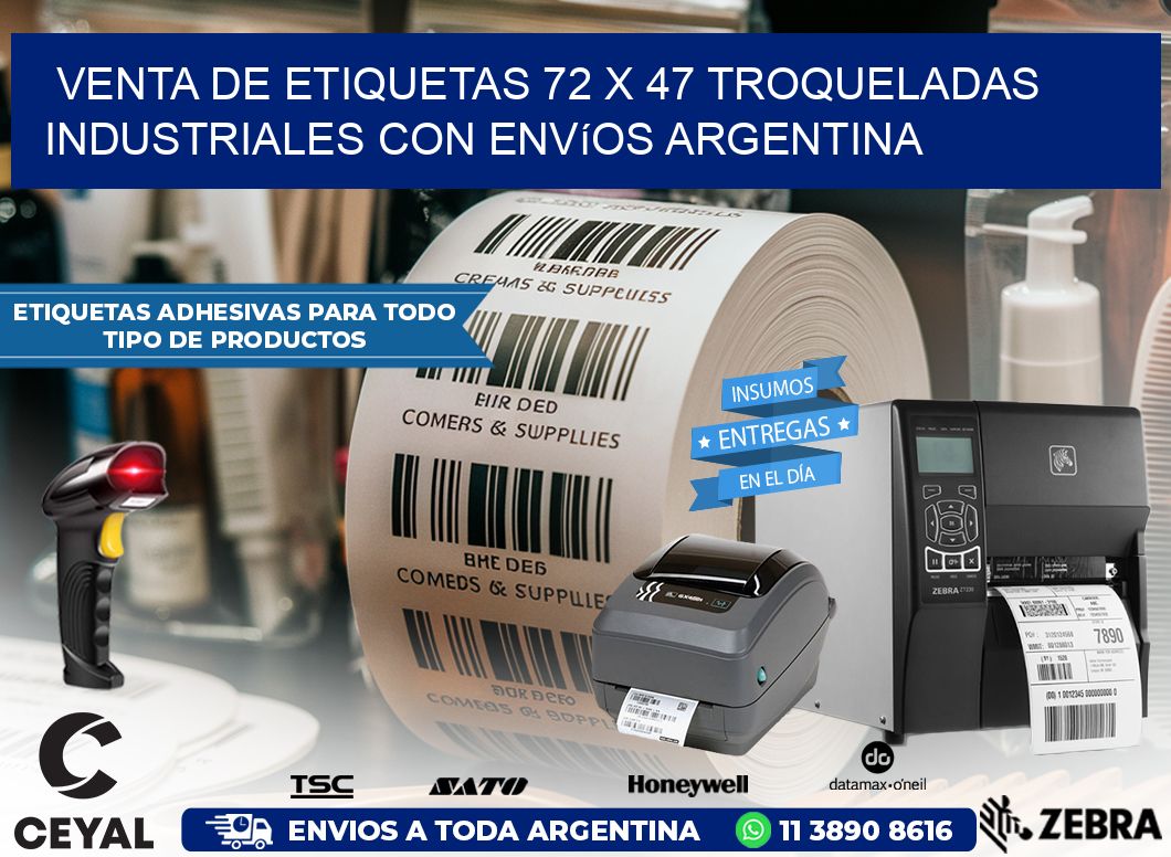 Venta de etiquetas 72 x 47 troqueladas industriales con envíos Argentina