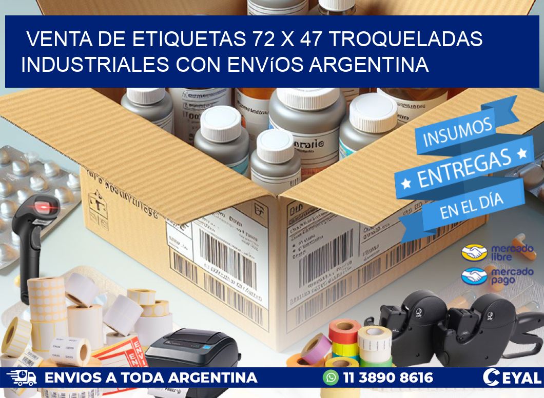 Venta de etiquetas 72 x 47 troqueladas industriales con envíos Argentina
