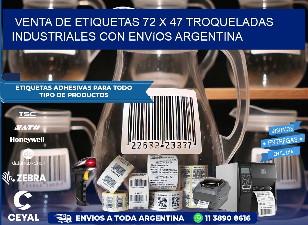 Venta de etiquetas 72 x 47 troqueladas industriales con envíos Argentina