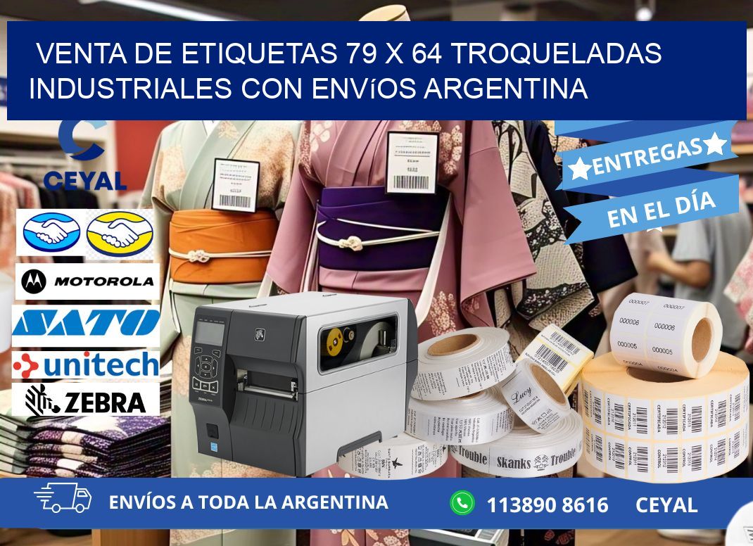 Venta de etiquetas 79 x 64 troqueladas industriales con envíos Argentina