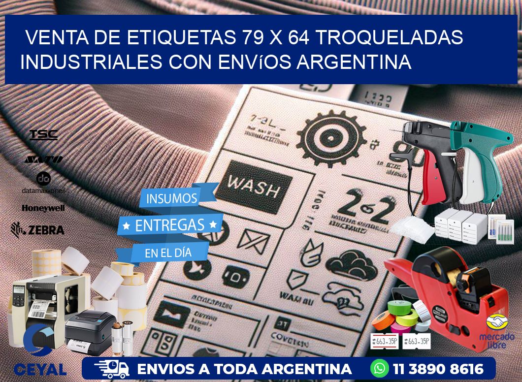 Venta de etiquetas 79 x 64 troqueladas industriales con envíos Argentina