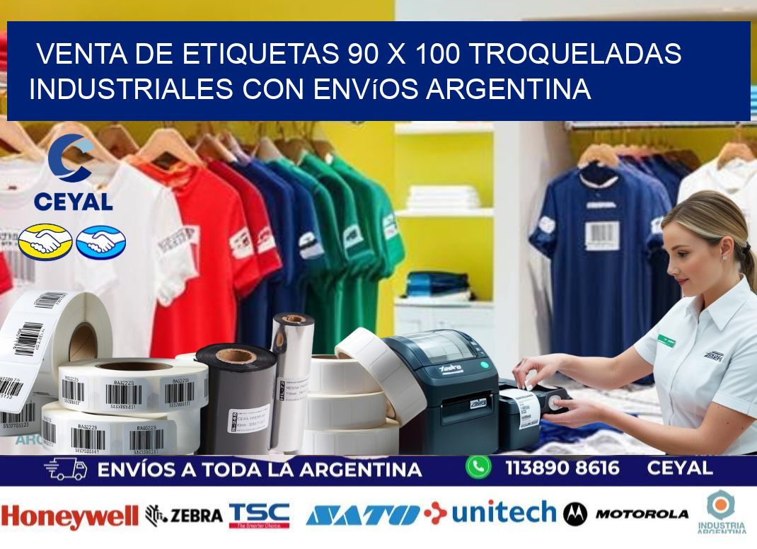 Venta de etiquetas 90 x 100 troqueladas industriales con envíos Argentina