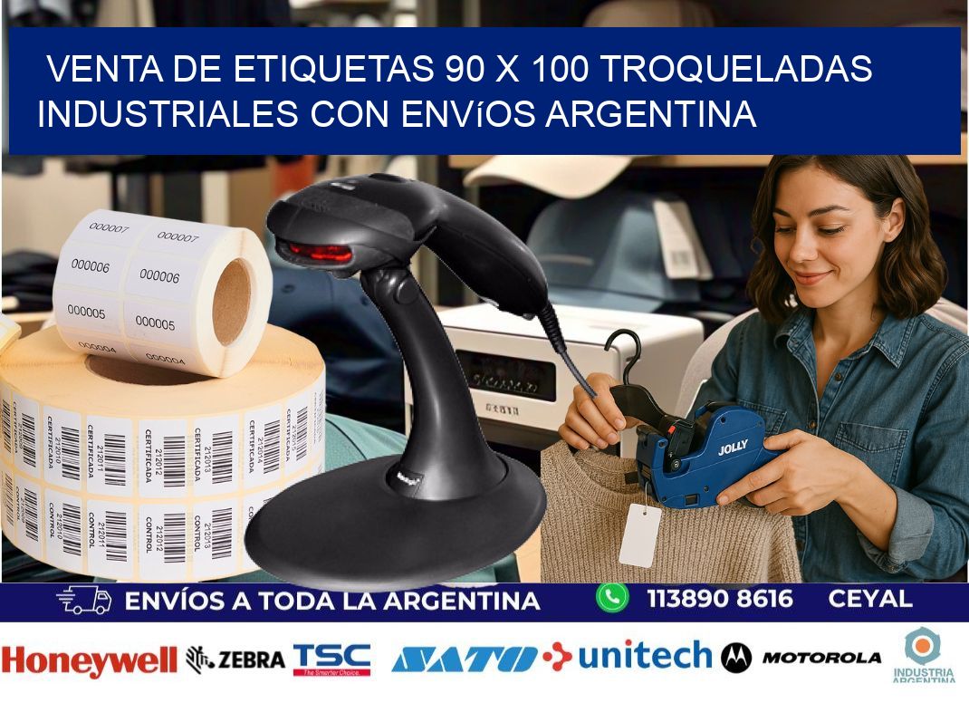Venta de etiquetas 90 x 100 troqueladas industriales con envíos Argentina