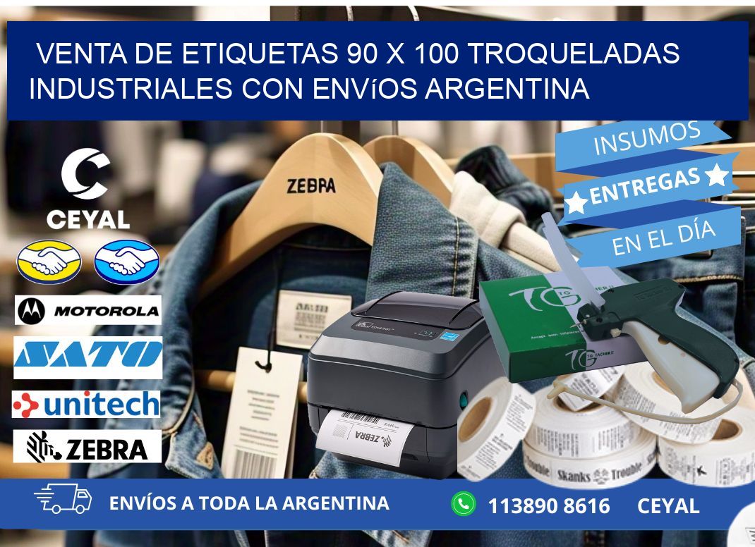 Venta de etiquetas 90 x 100 troqueladas industriales con envíos Argentina