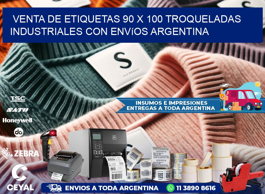 Venta de etiquetas 90 x 100 troqueladas industriales con envíos Argentina