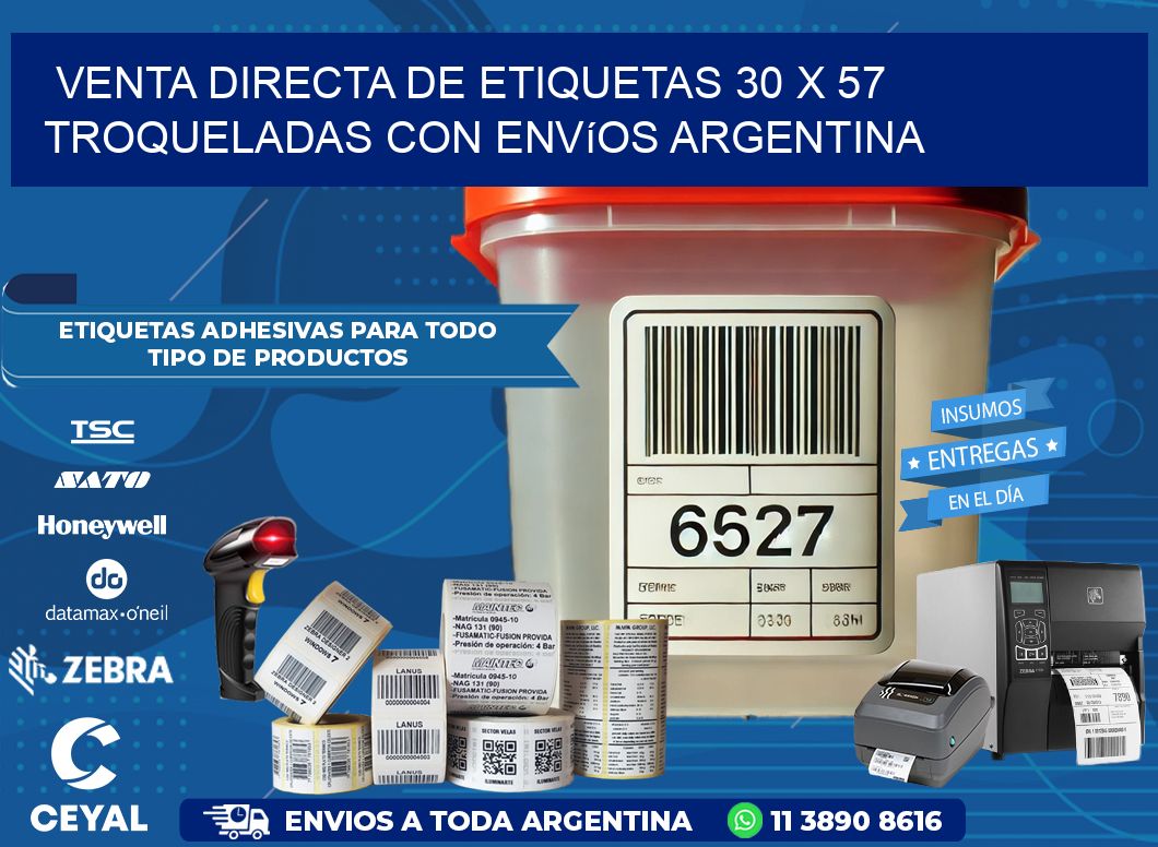 Venta directa de etiquetas 30 x 57 troqueladas con envíos Argentina