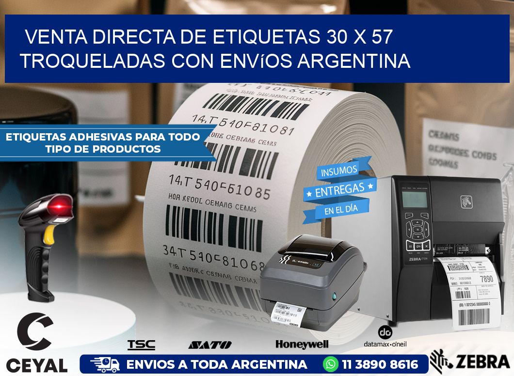 Venta directa de etiquetas 30 x 57 troqueladas con envíos Argentina