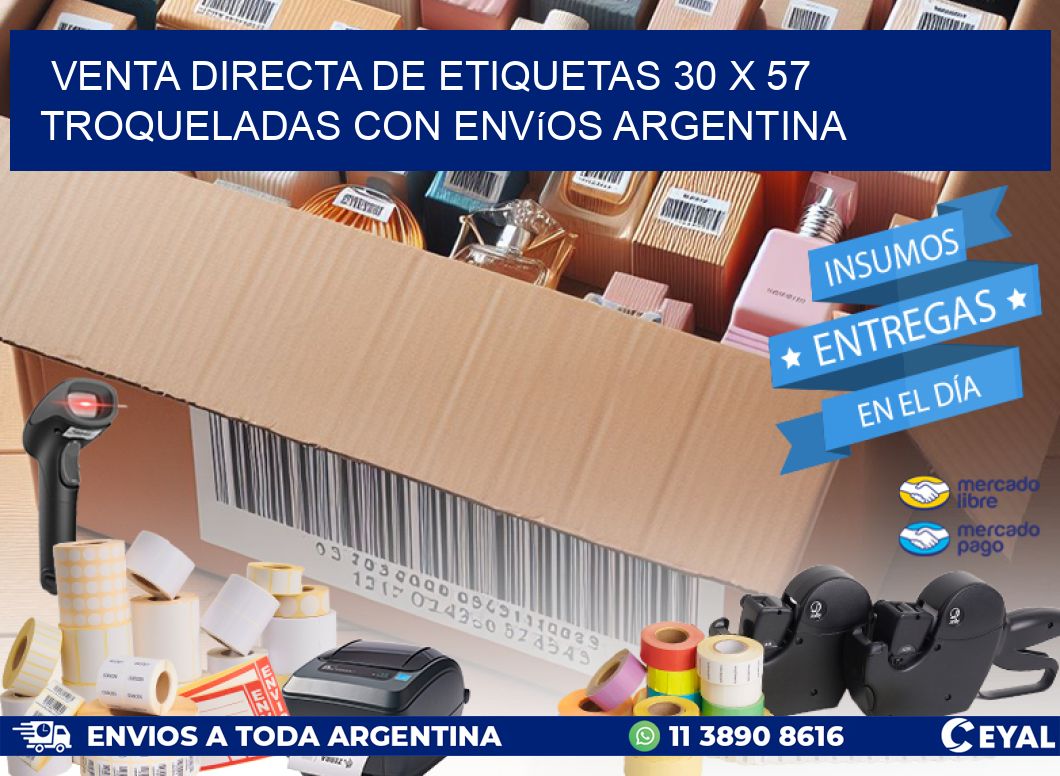 Venta directa de etiquetas 30 x 57 troqueladas con envíos Argentina