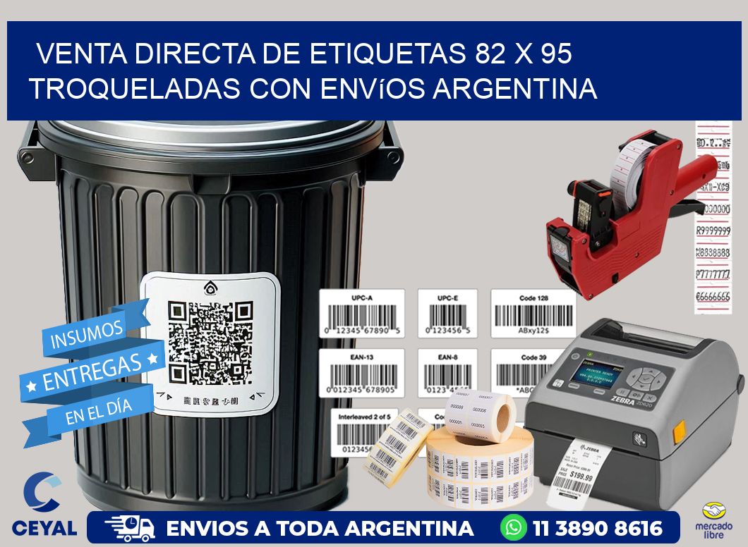 Venta directa de etiquetas 82 x 95 troqueladas con envíos Argentina