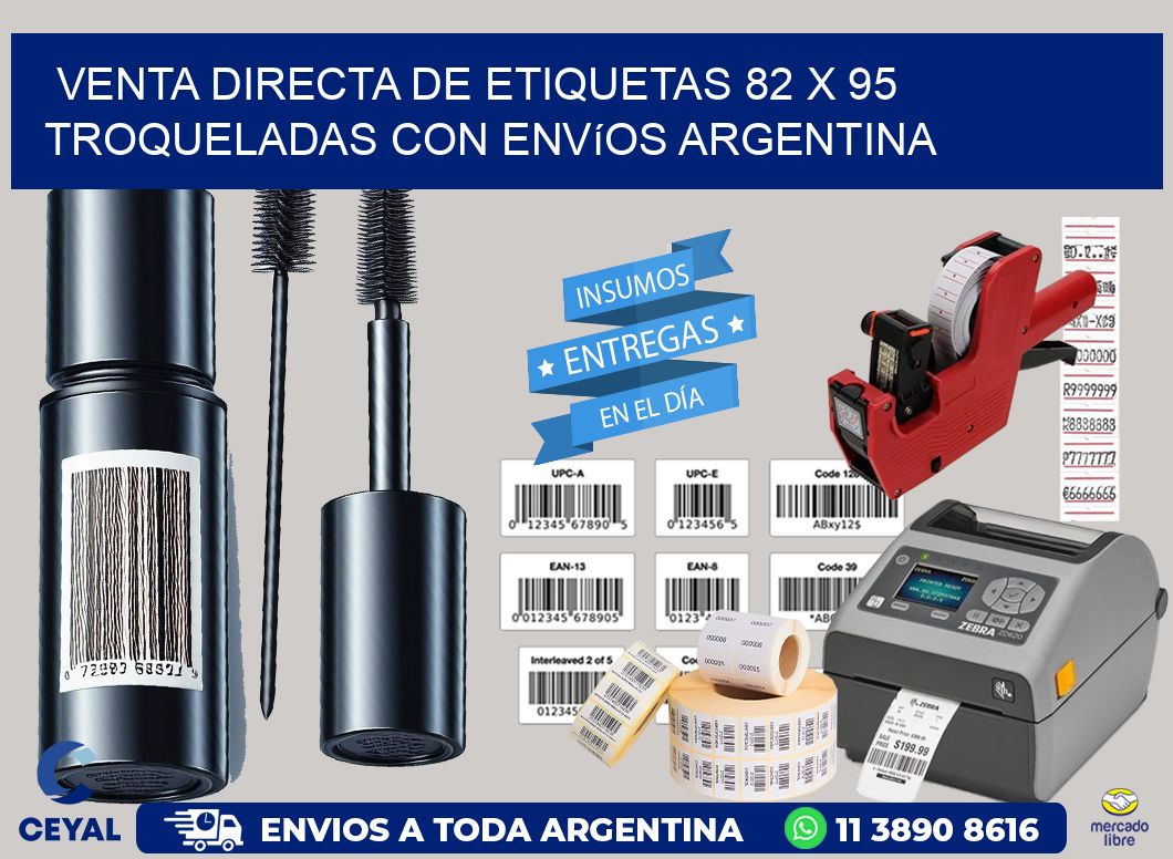 Venta directa de etiquetas 82 x 95 troqueladas con envíos Argentina