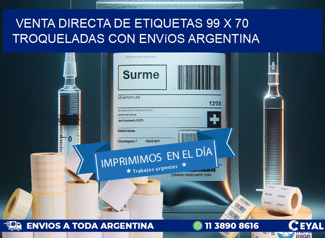 Venta directa de etiquetas 99 x 70 troqueladas con envíos Argentina
