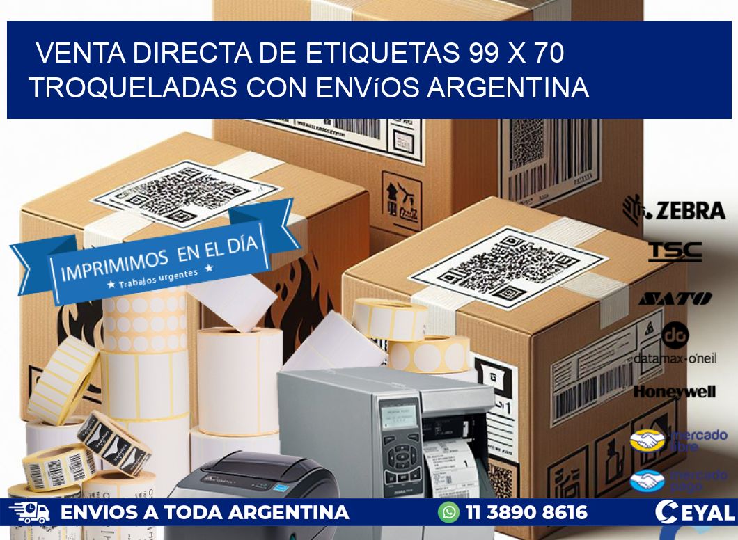 Venta directa de etiquetas 99 x 70 troqueladas con envíos Argentina