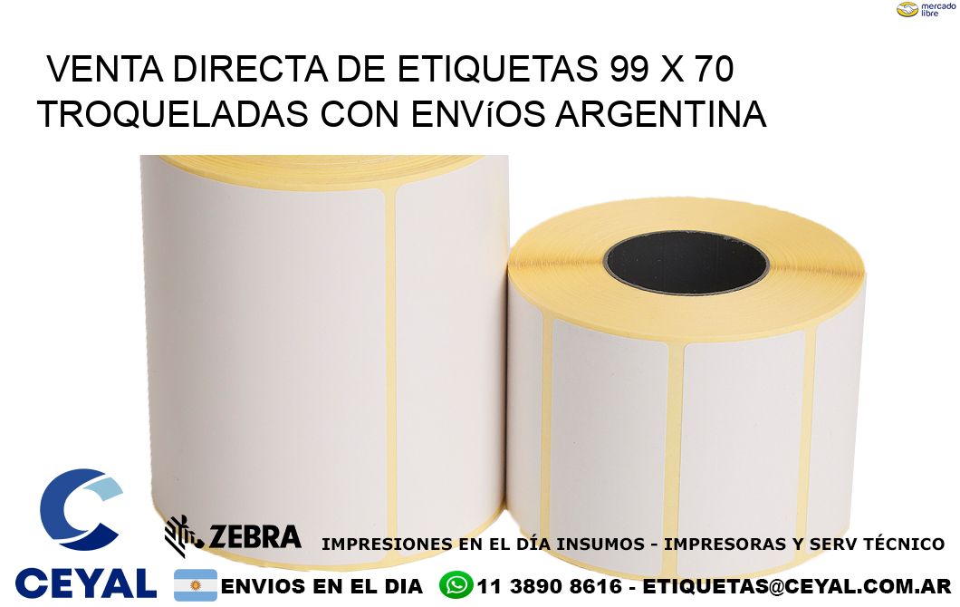 Venta directa de etiquetas 99 x 70 troqueladas con envíos Argentina