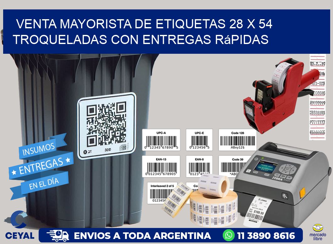 Venta mayorista de etiquetas 28 x 54 troqueladas con entregas rápidas