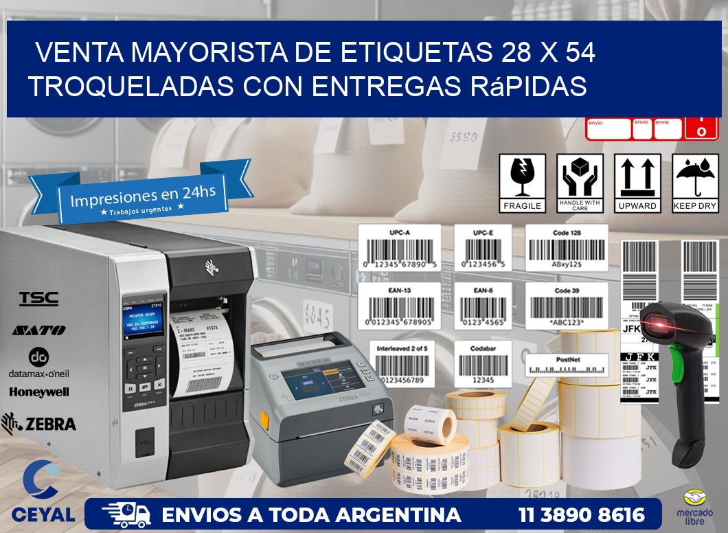 Venta mayorista de etiquetas 28 x 54 troqueladas con entregas rápidas
